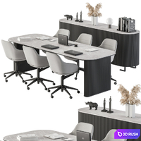 Meeting Table Black and Gray - Office Furniture 234 3D Model Vray, Corona