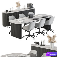 Meeting Table Black and Gray - Office Furniture 234 3D Model Vray, Corona