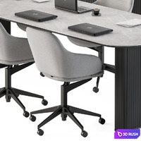 Meeting Table Black and Gray - Office Furniture 234 3D Model Vray, Corona