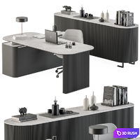 Boss Desk Black and Gray - Office Furniture 236 3D Model Vray, Corona