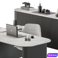 Boss Desk Black and Gray - Office Furniture 236 3D Model Vray, Corona