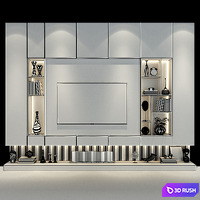 TV wall set 279 3D Model Vray