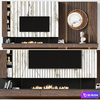 TV wall modern 81 3D Model Vray, Corona