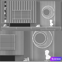 TV wall modern 81 3D Model Vray, Corona