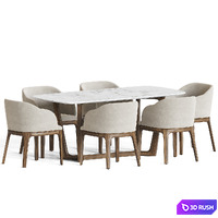 Aubrey Chair Evelyn Table Dining Set 3D Model Vray, Corona