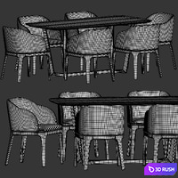 Aubrey Chair Evelyn Table Dining Set 3D Model Vray, Corona