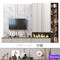 TV Wall | set 407 3D Model Vray, Corona