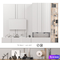 TV Wall | set 407 3D Model Vray, Corona