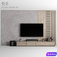 TV Consol "Wood Grid" 3D Model Vray, Corona
