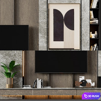TV wall modern 83 3D Model Vray, Corona