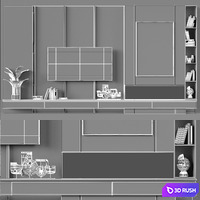 TV wall modern 83 3D Model Vray, Corona