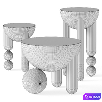Lara Bohinc Profiterole Coffee and Side Tables 3D Model Vray, Corona