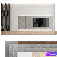 TV wall set 01 3D Model Vray, Corona