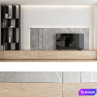 TV wall set 01 3D Model Vray, Corona