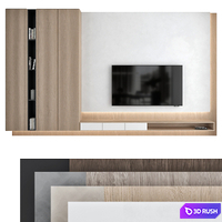 TV wall set 06 3D Model Vray, Corona