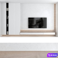 TV wall set 06 3D Model Vray, Corona
