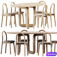 Oval Mono Table by Objects &amp; Ideas and Bobby Upholstered Chair by DesignByThem 3D Model Corona