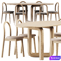 Oval Mono Table by Objects &amp; Ideas and Bobby Upholstered Chair by DesignByThem 3D Model Corona