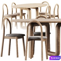 Oval Mono Table by Objects &amp; Ideas and Bobby Upholstered Chair by DesignByThem 3D Model Corona
