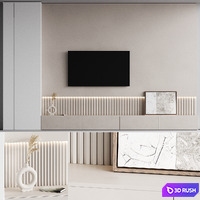 TV wall 02 3D Model Vray, Corona