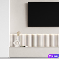 TV wall 02 3D Model Vray, Corona