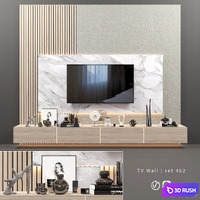 TV Wall | set 482 3D Model Vray, Corona