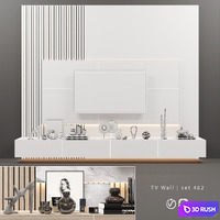 TV Wall | set 482 3D Model Vray, Corona