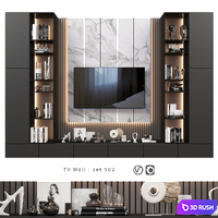 TV Wall | set 502 3D Model Vray, Corona