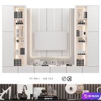 TV Wall | set 502 3D Model Vray, Corona