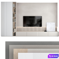 TV wall set 18 3D Model Vray, Corona