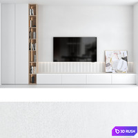 TV wall set 18 3D Model Vray, Corona