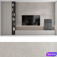 TV wall set 18 3D Model Vray, Corona