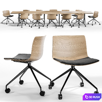 Arper Catifa 53 Trestle Fixed and Meety Wood Table 3D Model Corona