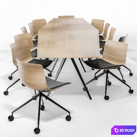 Arper Catifa 53 Trestle Fixed and Meety Wood Table 3D Model Corona