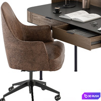 Home Office Wood and Black Table - Office Furniture 292 3D Model Vray, Corona