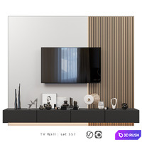 TV Wall | set 557 3D Model Vray, Corona