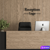 Reception Desk and Wall Decor with vertical Garden - Office Set 309 3D Model Vray, Corona