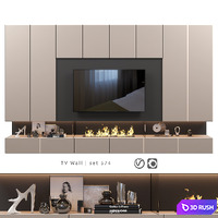 TV Wall | set 574 3D Model Vray, Corona