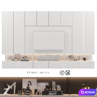 TV Wall | set 574 3D Model Vray, Corona