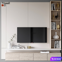 TV wall 3D Model Vray, Corona