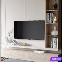 TV wall 3D Model Vray, Corona