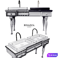 BISAZZA Wash basin Bagno 04 Serie Organico, luxury design retangular washbasin 3D Model Vray