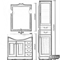 Set of bathroom furniture 3D Model Vray