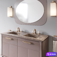 Riviere Cappuccino Emperador Dark Bathroom set by Oasis Group 3D Model Corona