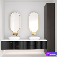 Bathroom Furniture &amp; sink faucet with Gold 3D Model Vray, Corona