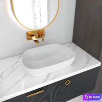 Bathroom Furniture &amp; sink faucet with Gold 3D Model Vray, Corona