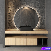 Cerasa NEROLAB | Wood veneer vanity unit 3D Model Corona