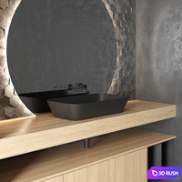 Cerasa NEROLAB | Wood veneer vanity unit 3D Model Corona