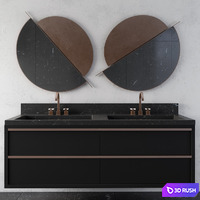 Black Modern Bathroom Furniture 3D Model Vray, Corona
