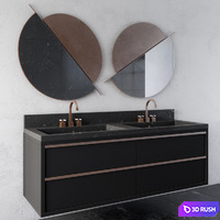 Black Modern Bathroom Furniture 3D Model Vray, Corona